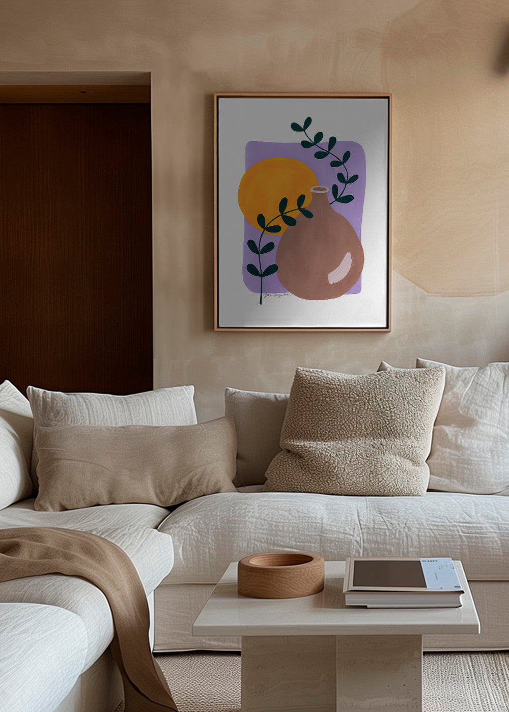 Botanisk poster med vas och kvist