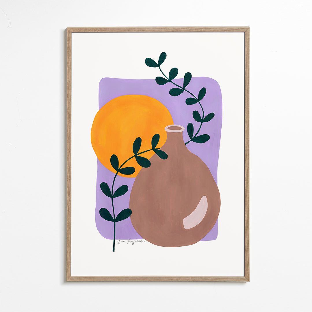 Botanisk poster med vas och kvist