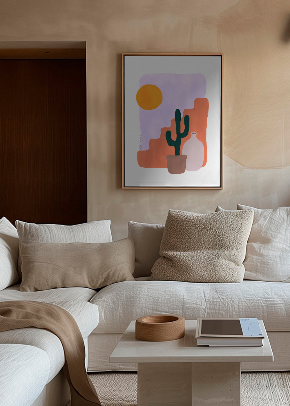 Botanisk poster: kaktus och sol i minimalistisk form