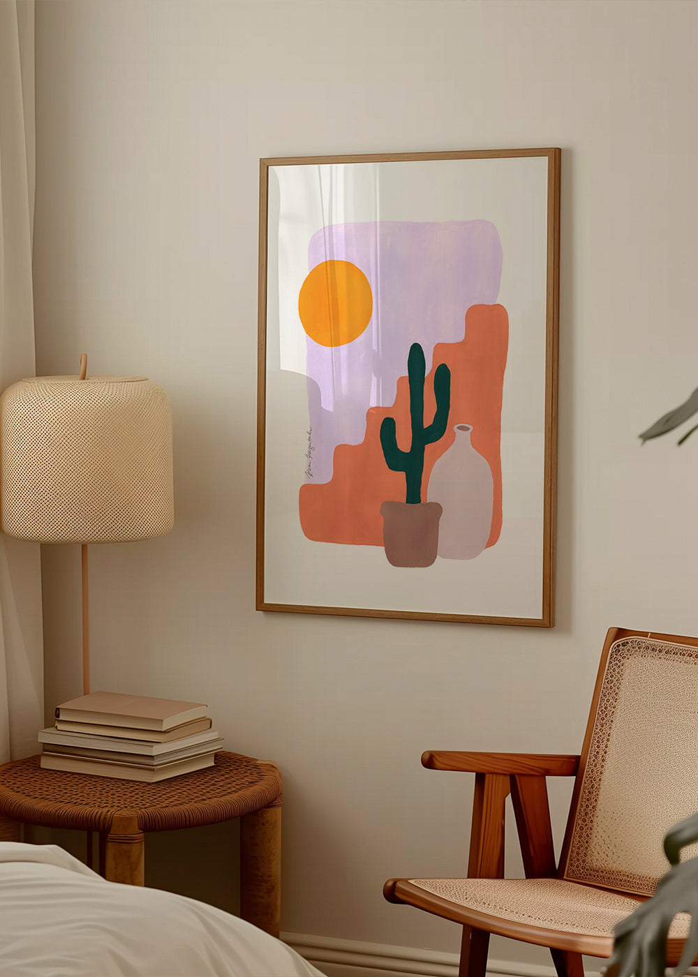 Botanisk poster: kaktus och sol i minimalistisk form