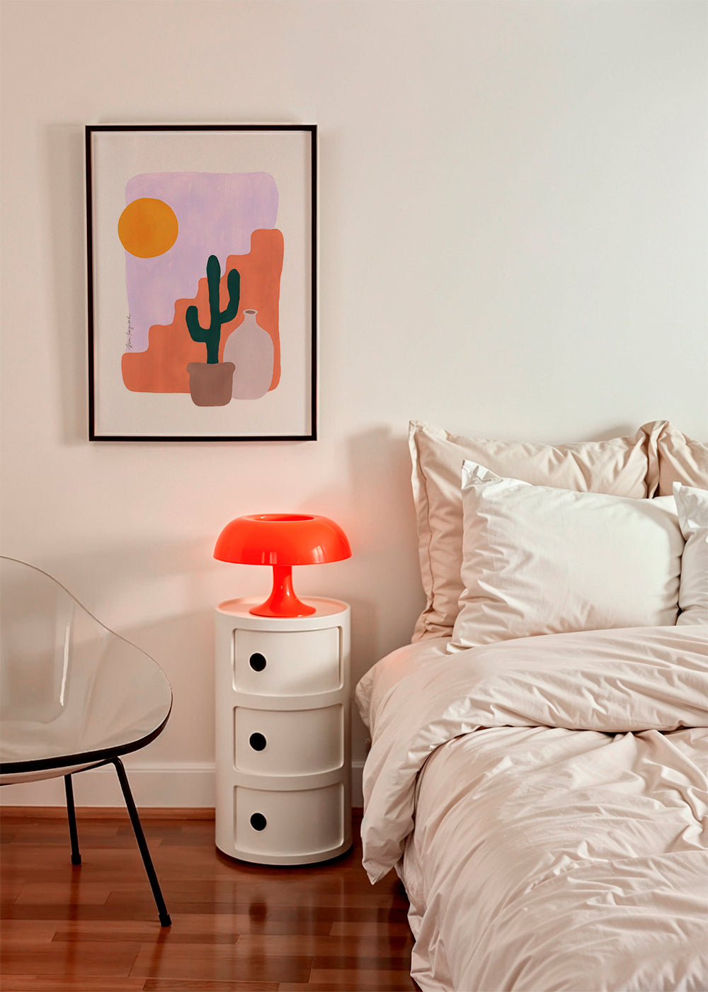 Botanisk poster: kaktus och sol i minimalistisk form