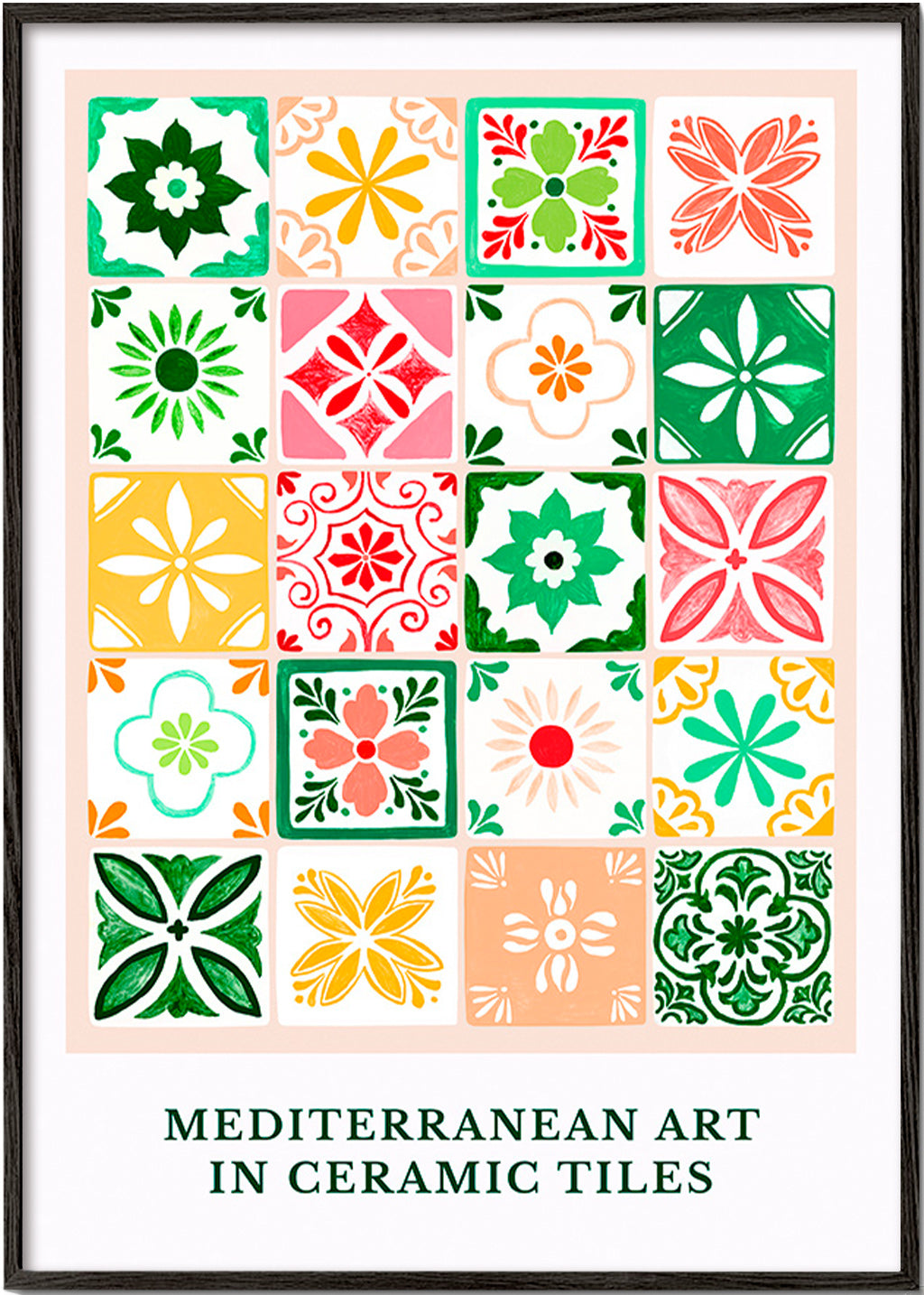 Botanisk poster med medelhavs-kakelmotiv