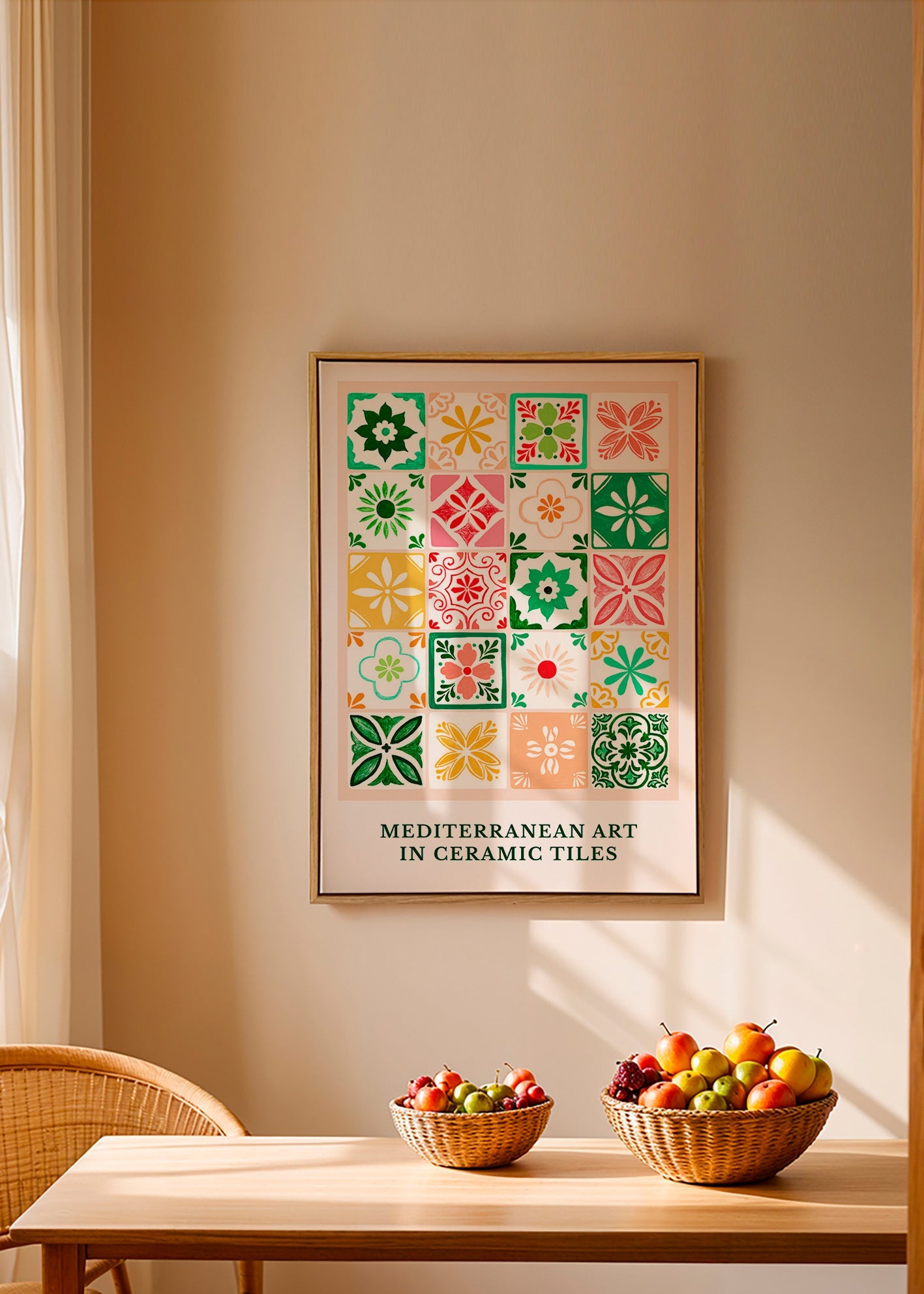 Botanisk poster med medelhavs-kakelmotiv