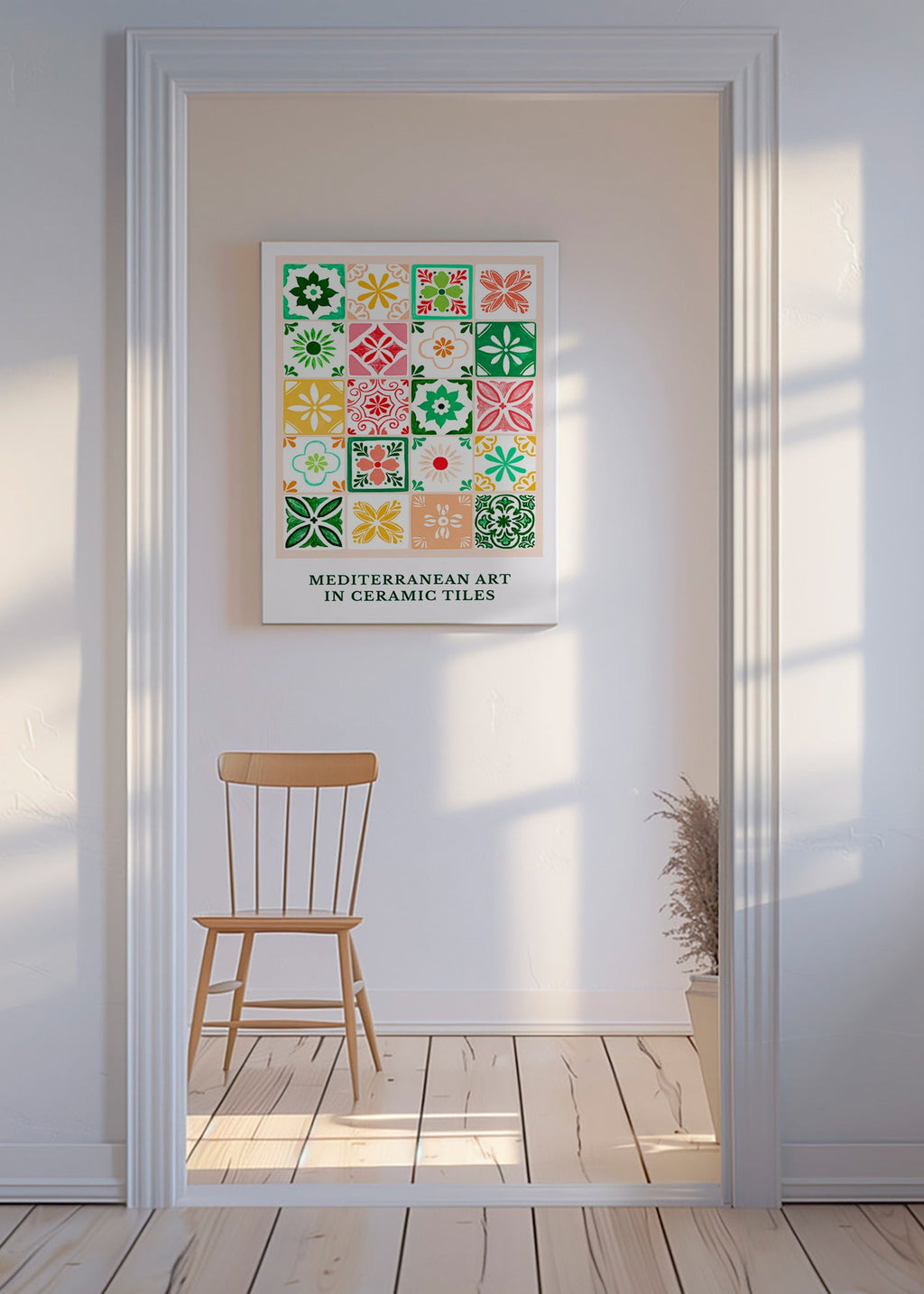 Botanisk poster med medelhavs-kakelmotiv