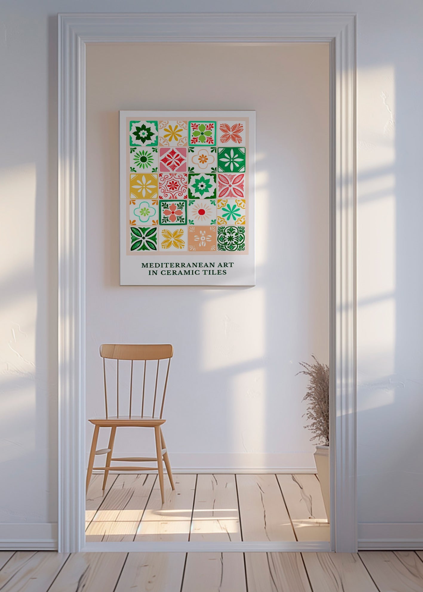 Botanisk poster med medelhavs-kakelmotiv