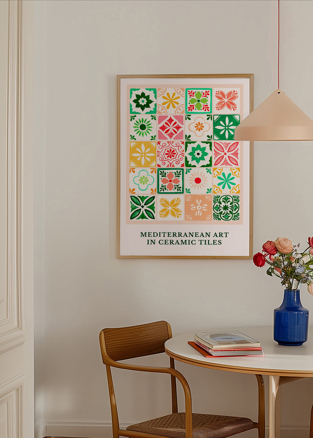 Botanisk poster med medelhavs-kakelmotiv