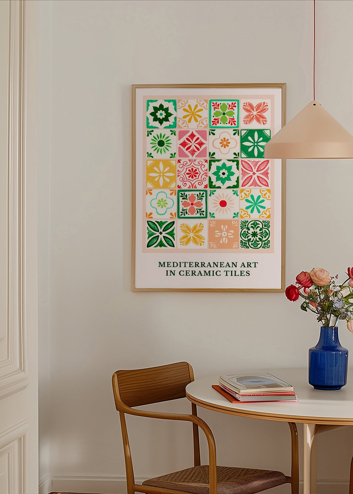 Botanisk poster med medelhavs-kakelmotiv