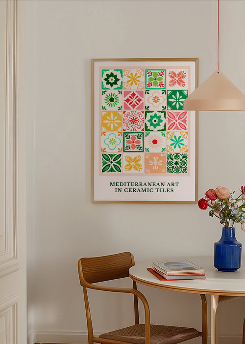 Botanisk poster med medelhavs-kakelmotiv