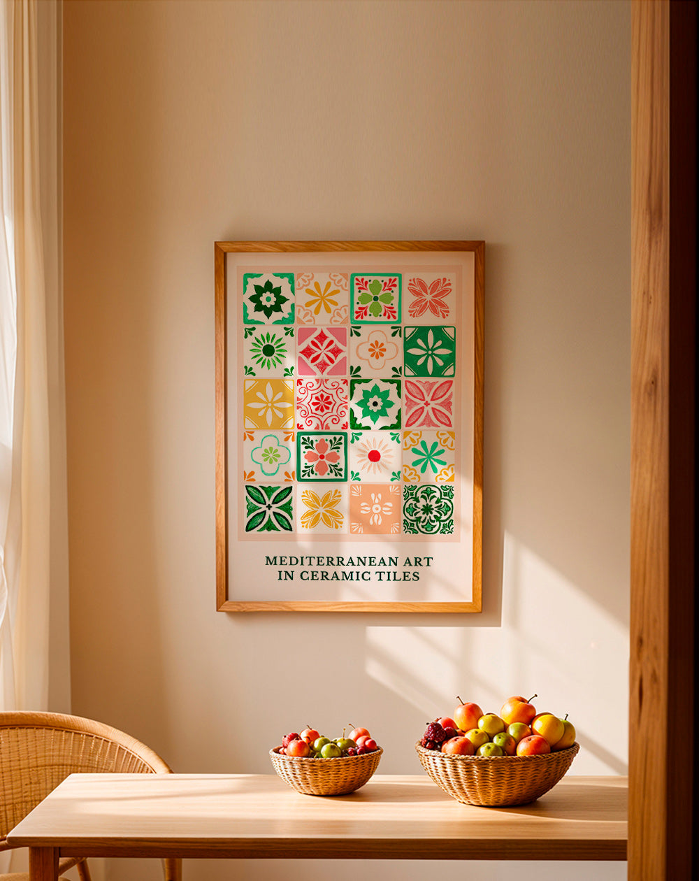 Botanisk poster med medelhavs-kakelmotiv