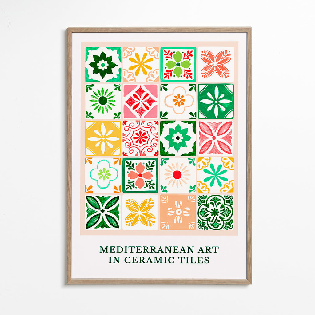 Botanisk poster med medelhavs-kakelmotiv