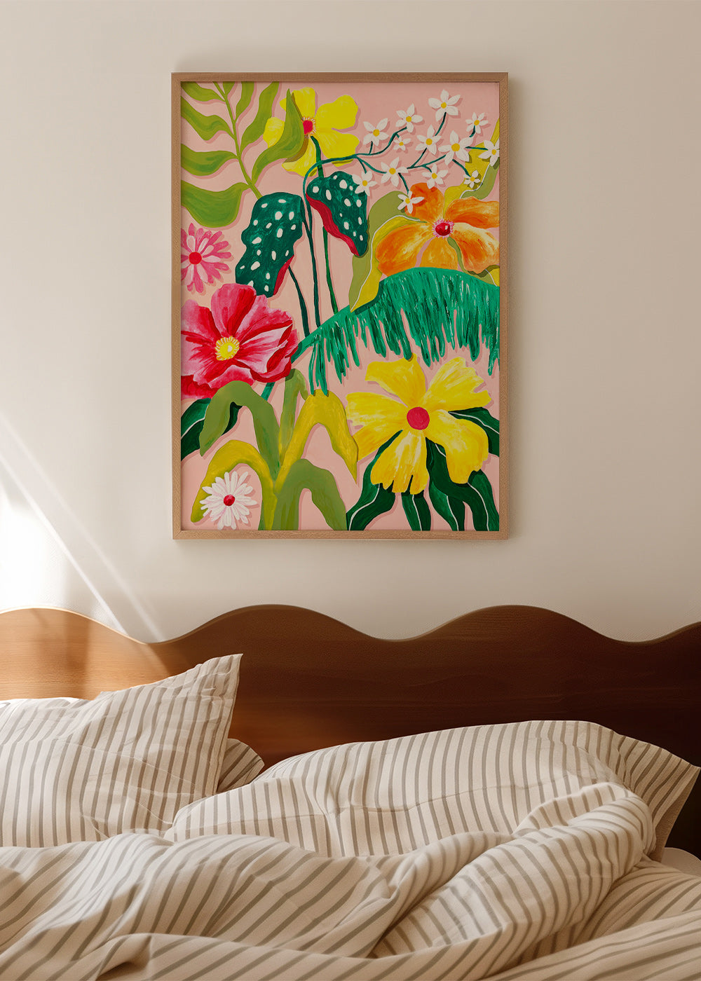 Botanisk poster med färgstarka blommor