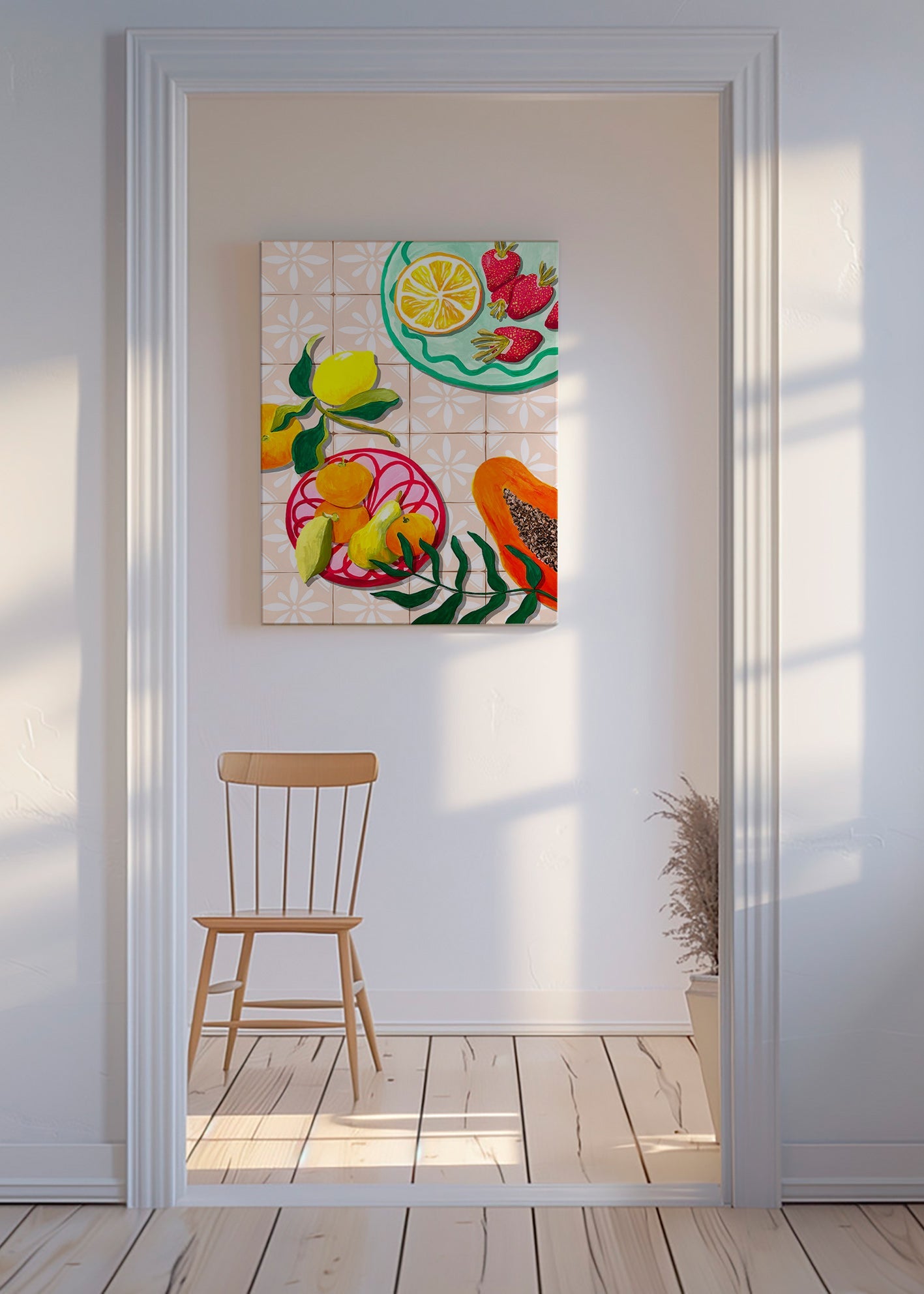 Kökskonst med frukt och keramik