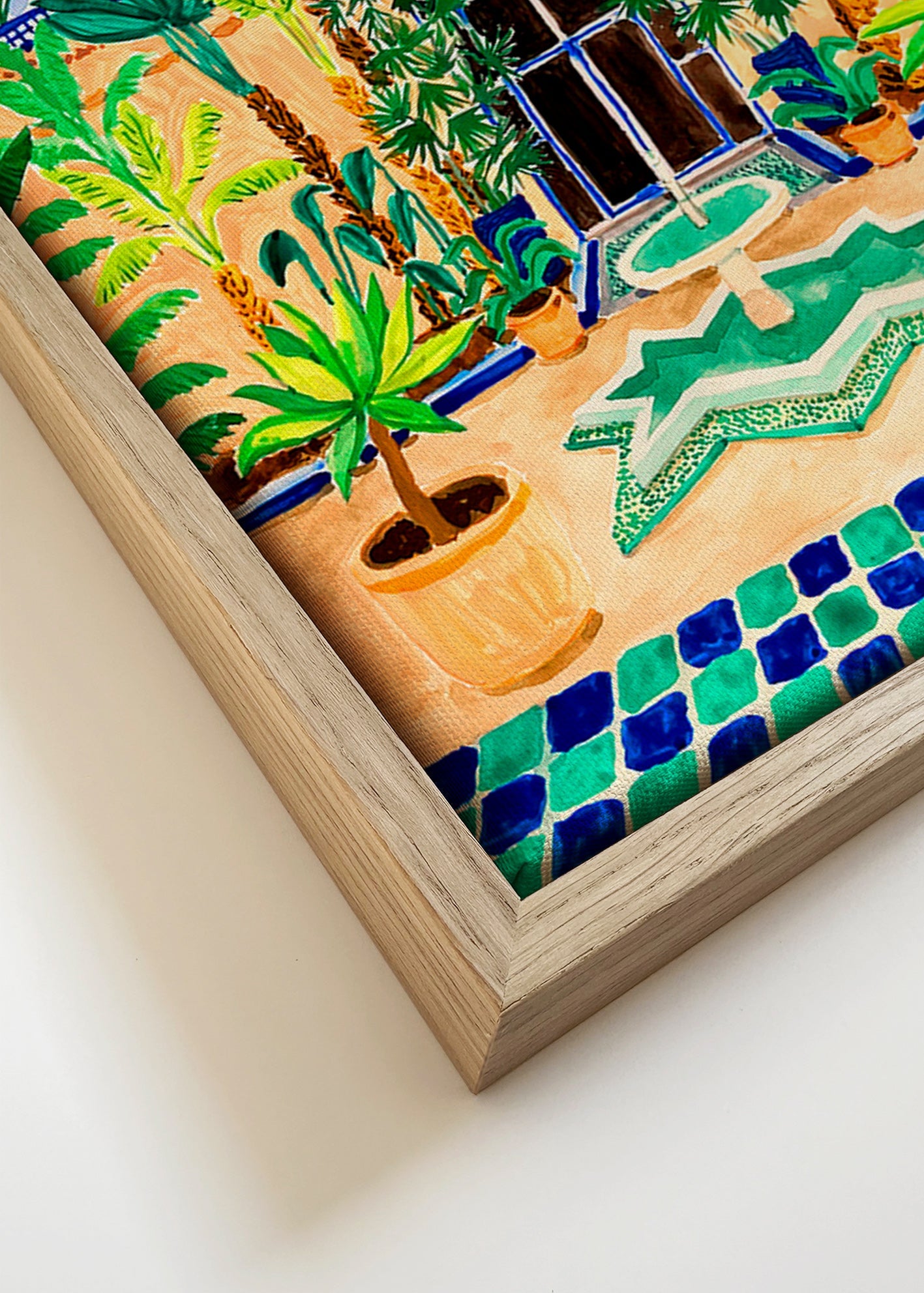 Botanisk poster Gård med fontän och kakel