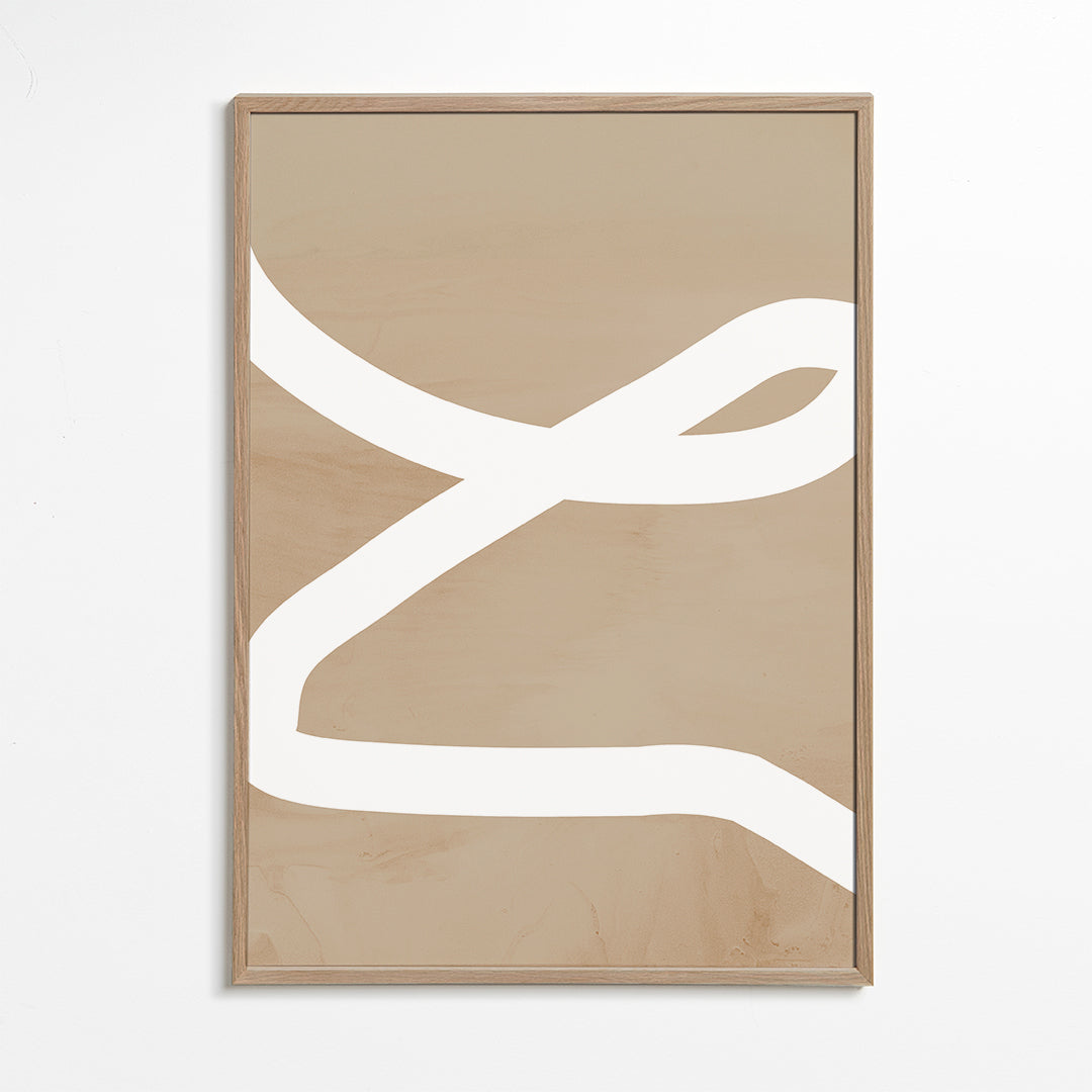 Minimalistisk tavla vit linje på beige