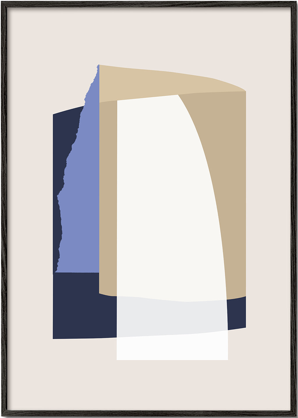 Abstrakt verk lager kurvor beige