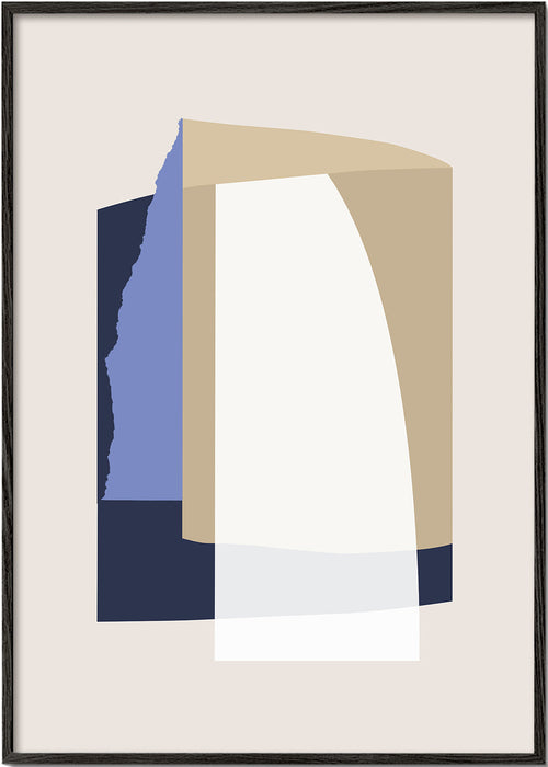 Abstrakt verk lager kurvor beige