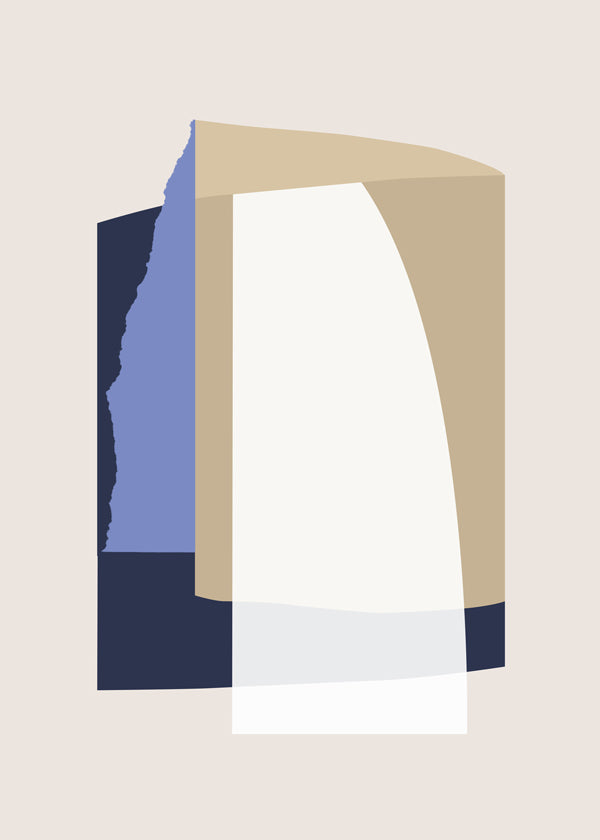 Abstrakt verk lager kurvor beige