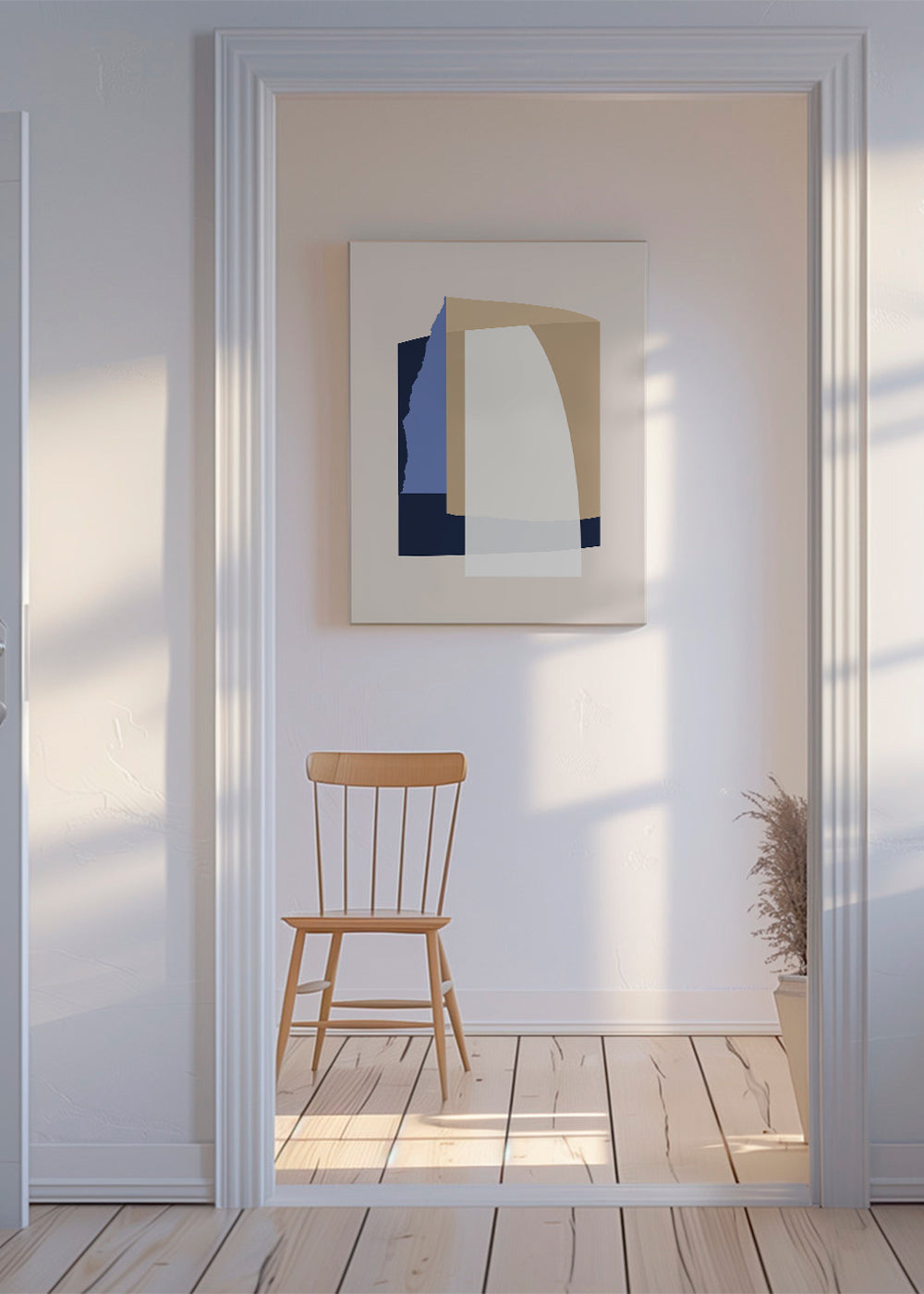Abstrakt verk lager kurvor beige