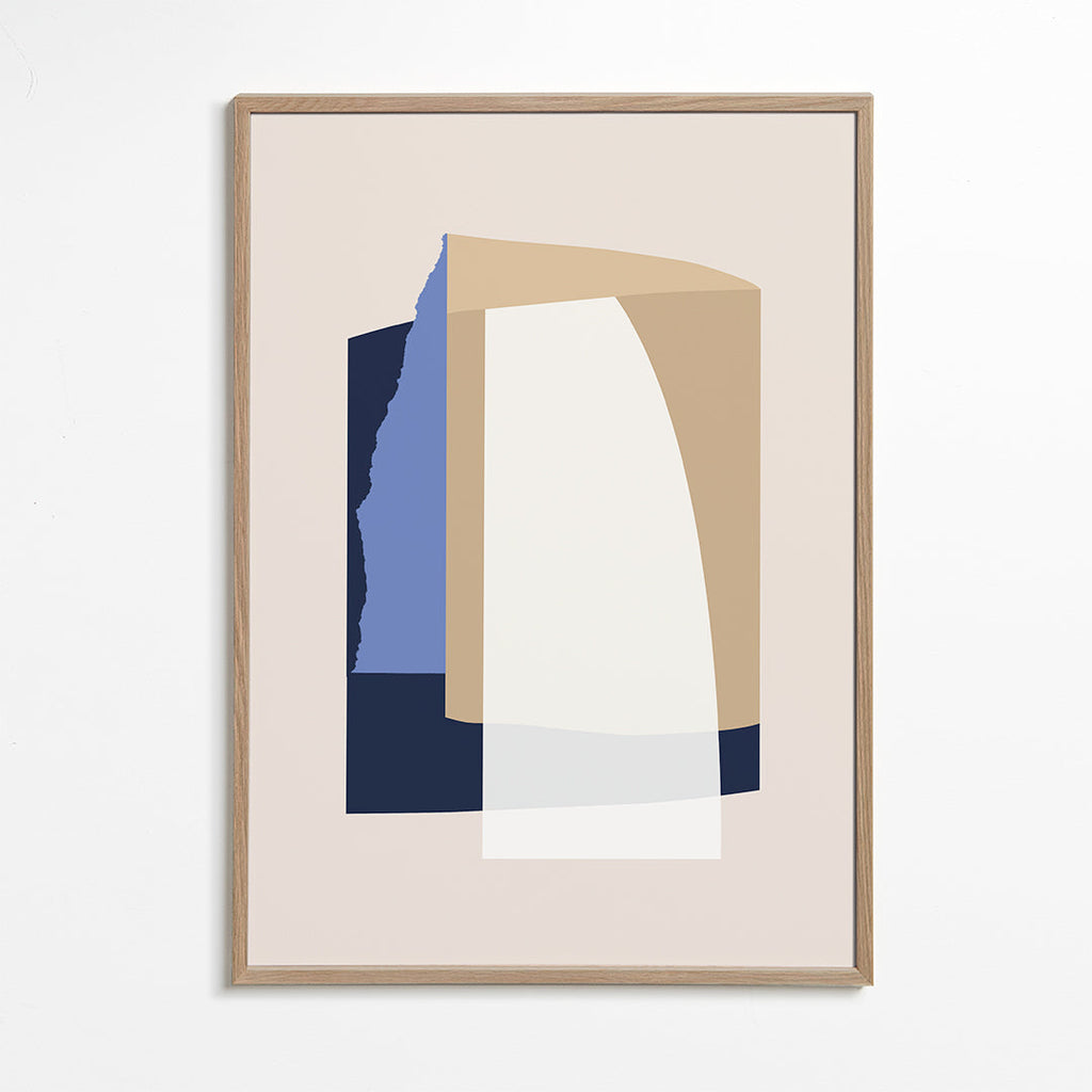 Abstrakt verk lager kurvor beige