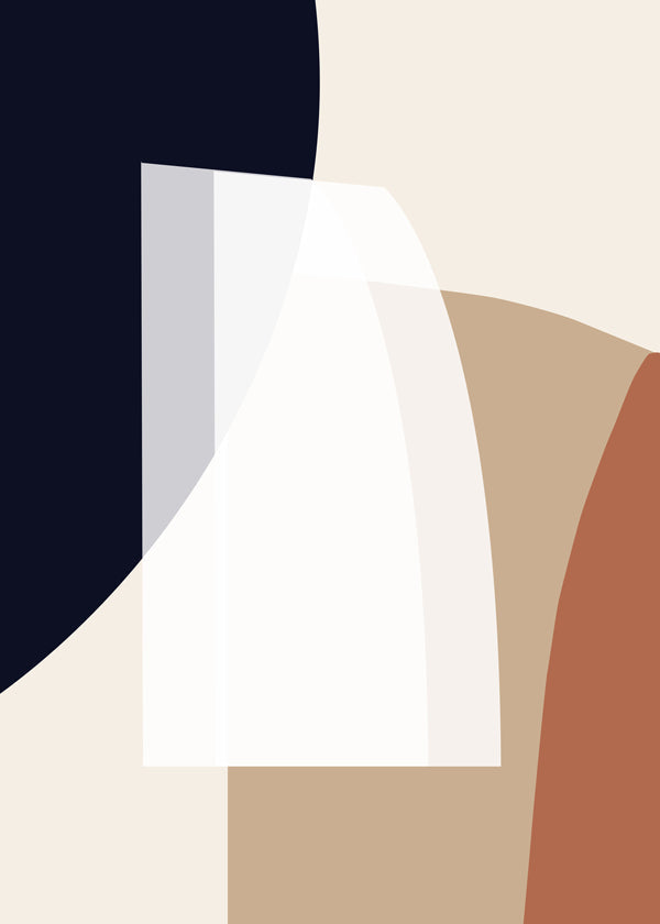 Abstrakt tavla med organiska beige och blå former