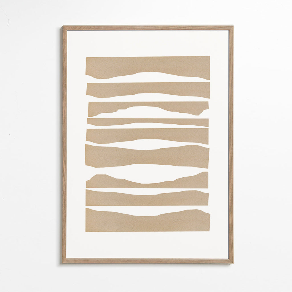 Minimalistisk tavla trasiga beige remsor