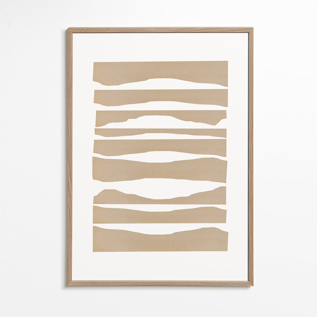 Minimalistisk tavla trasiga beige remsor
