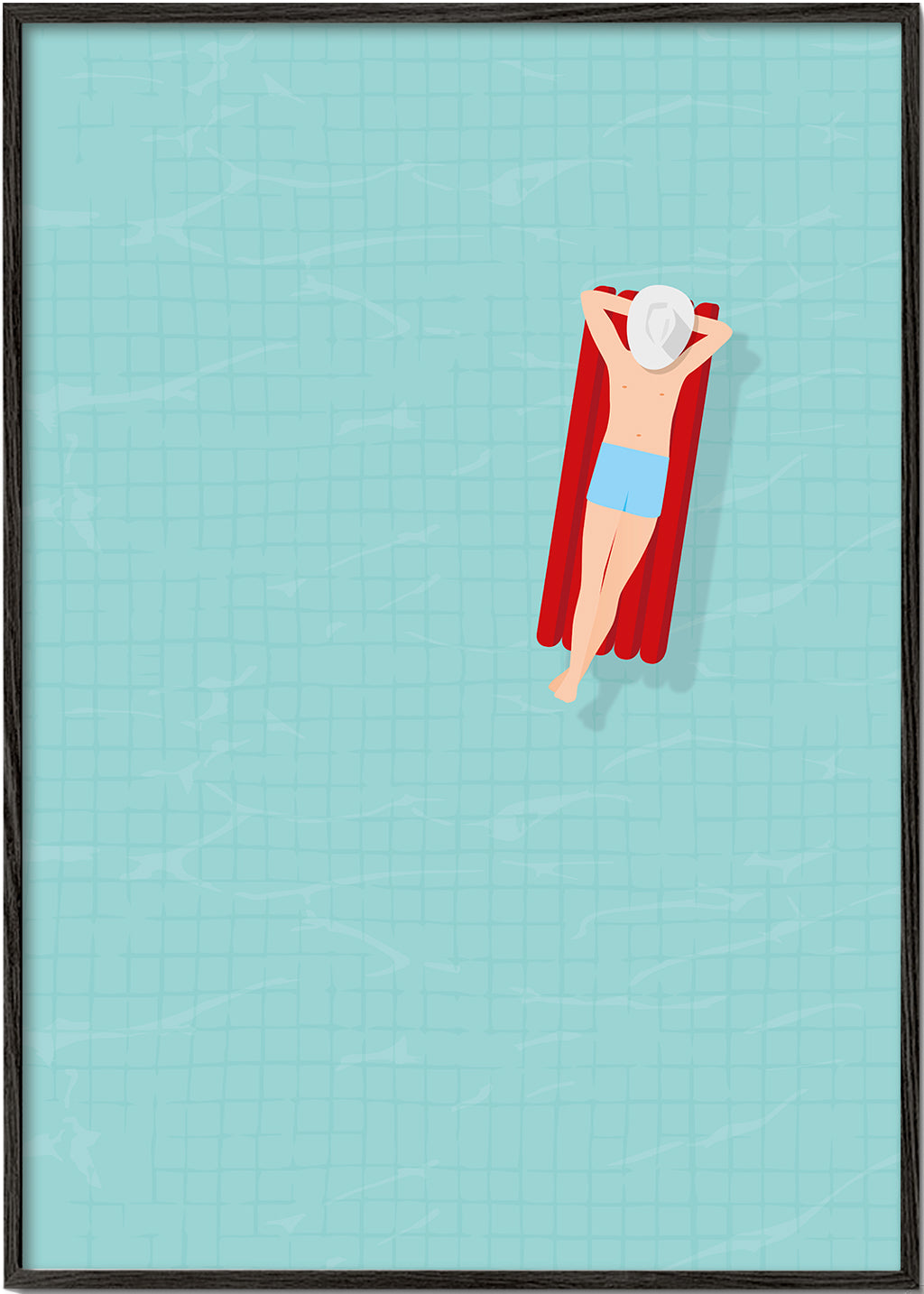 Illustration röd luftmadrass i pool