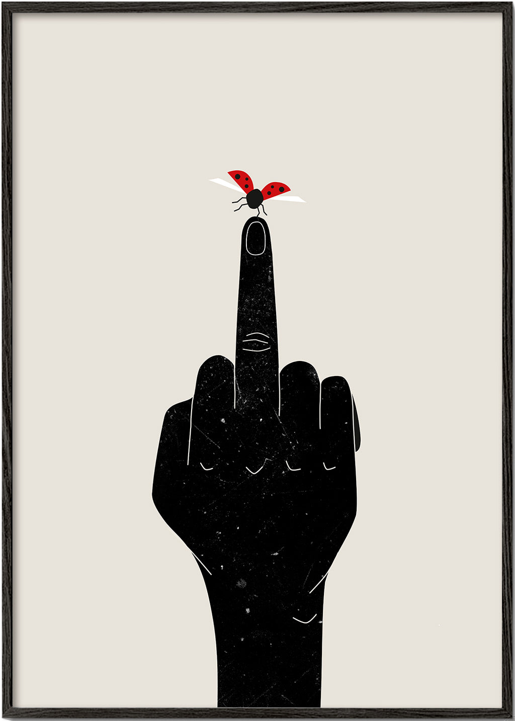 Nyckelpiga-illustration på upplyft finger
