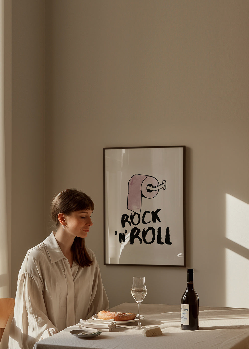 Rockillustration med rosa toalettpapper