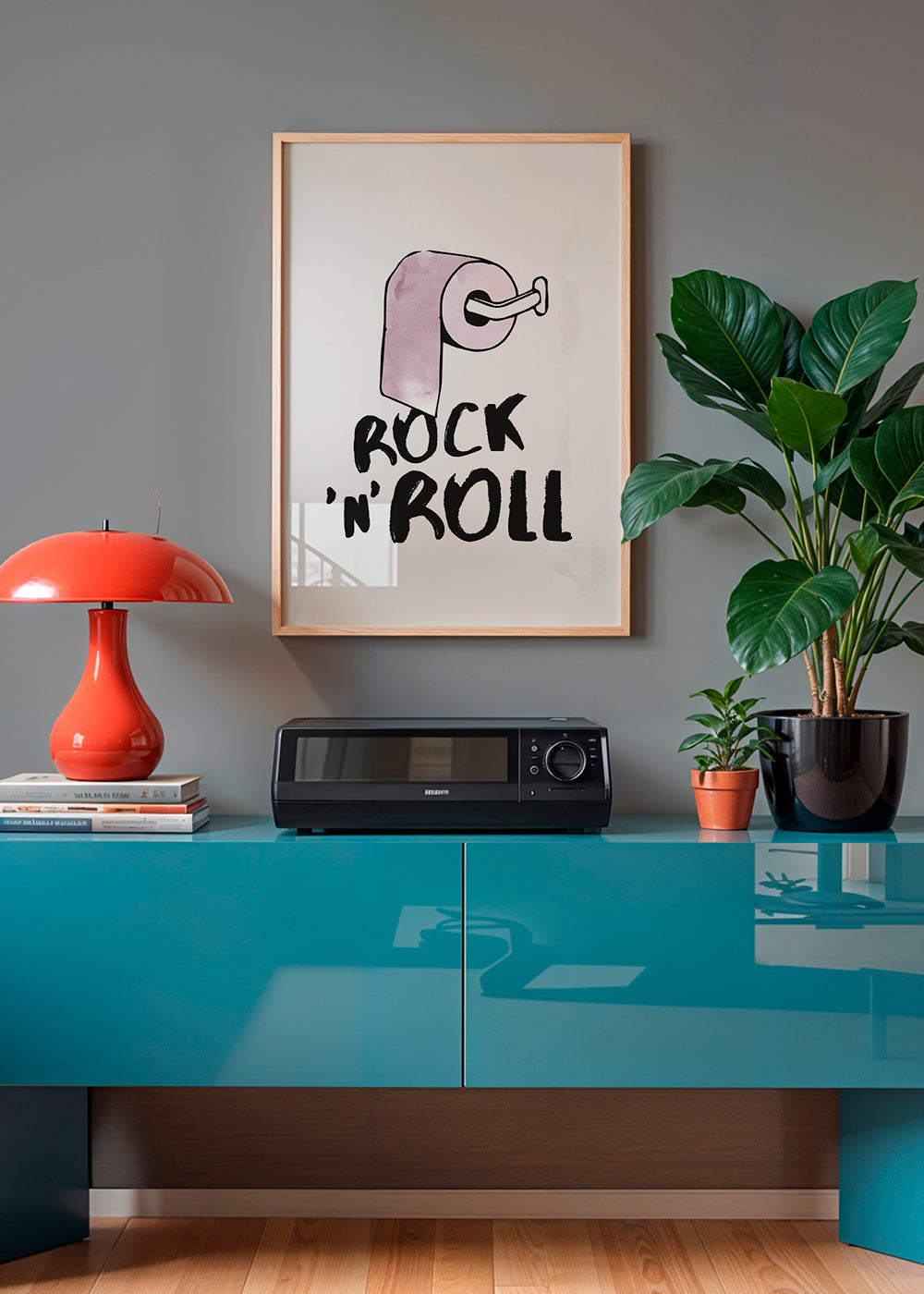 Rockillustration med rosa toalettpapper