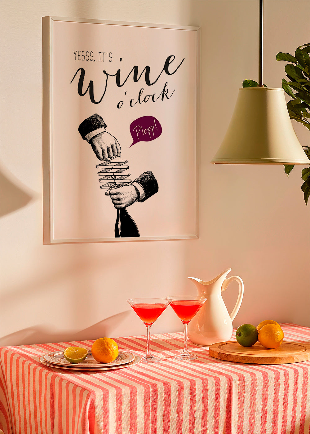 Kökskonst 'Wine o'clock' typografi med vintage-skiss