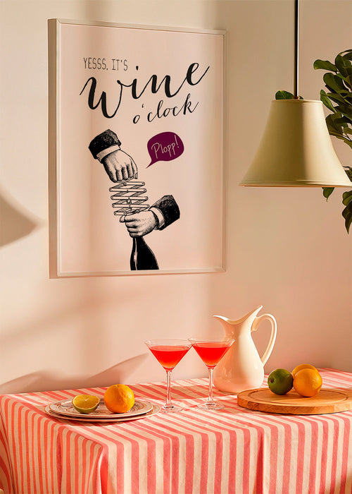 Kökskonst 'Wine o'clock' typografi med vintage-skiss