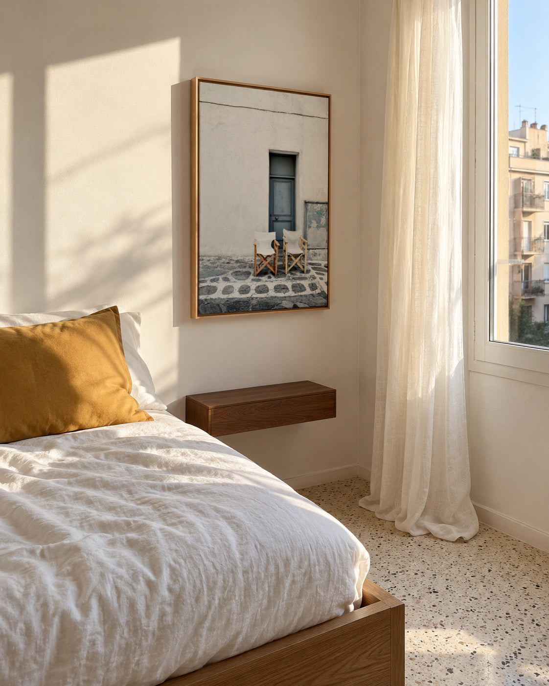 The Blue Door - Framed canvas in an interior