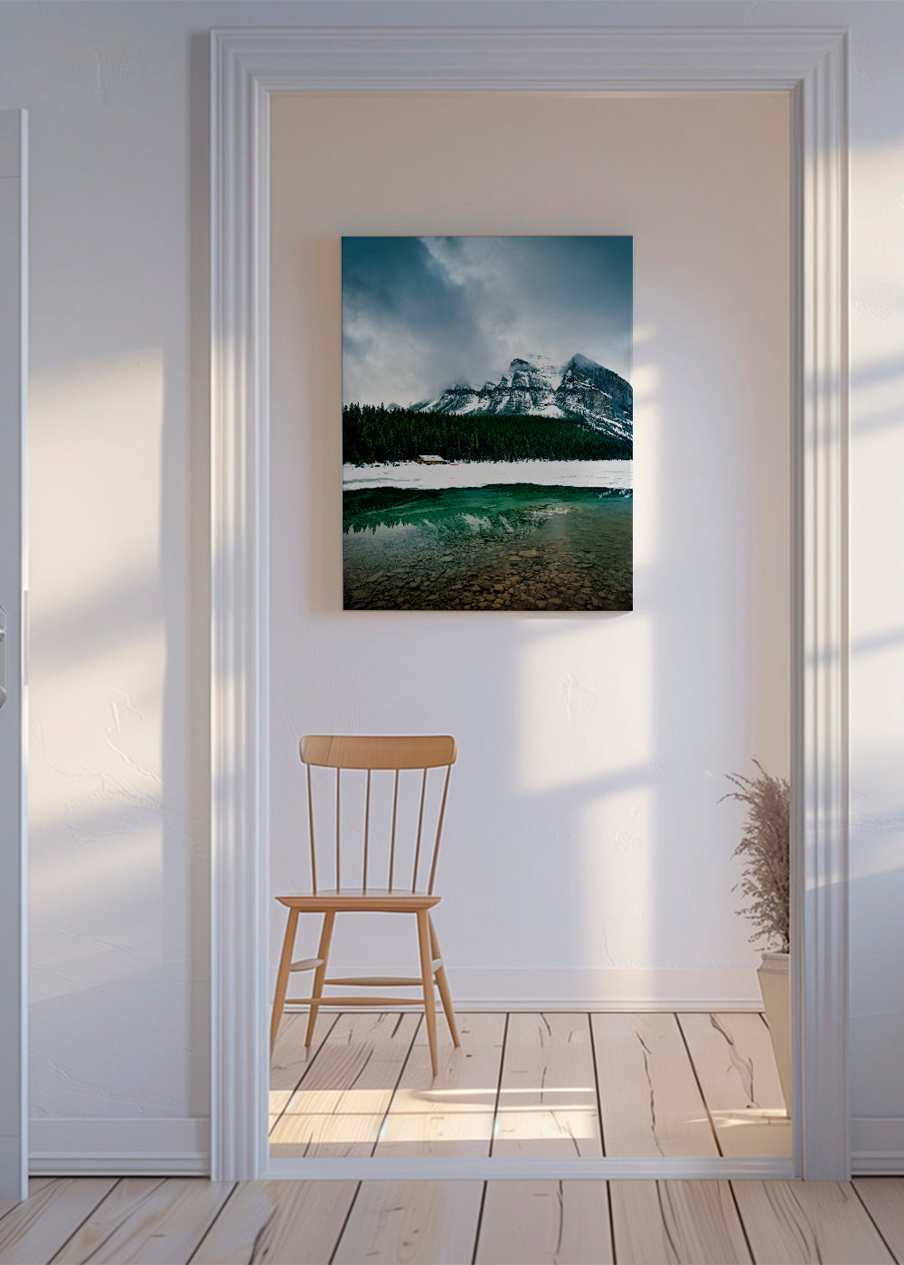 Landskapskonst med glaciärsjö