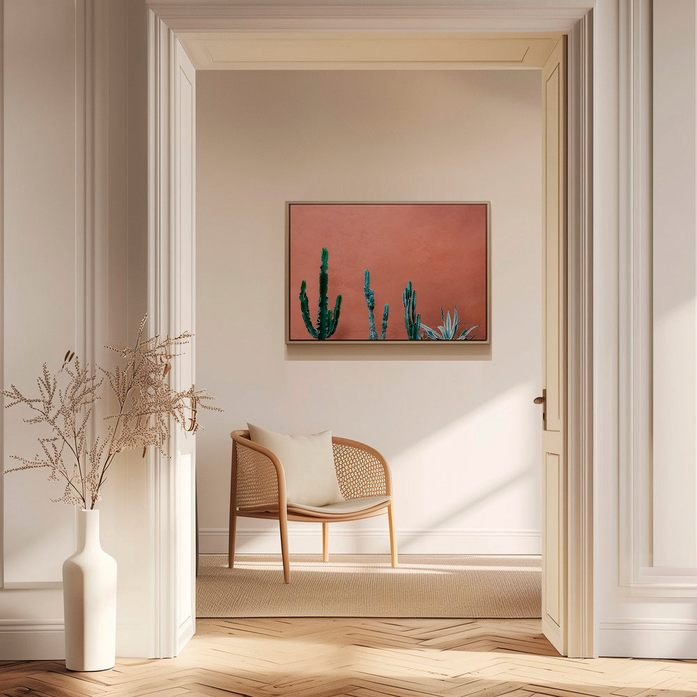Botanisk poster med kaktusar på terrakottavägg – Canvas1