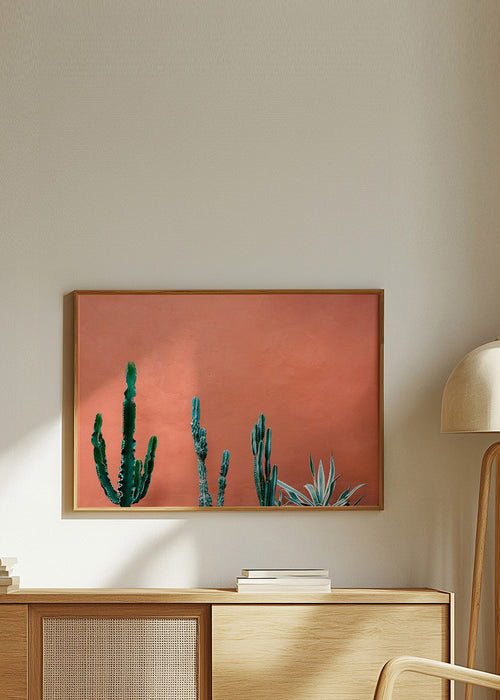 Botanisk poster med kaktusar på terrakottavägg – Product1