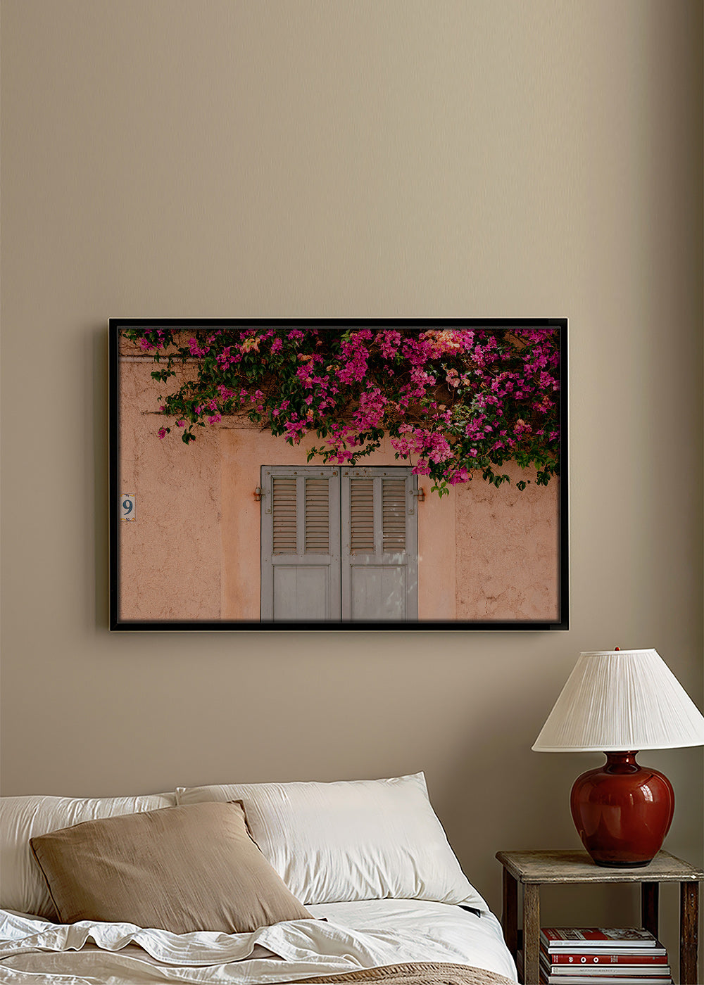 Botanisk poster: bougainvillea över gammal dörr – Canvas1