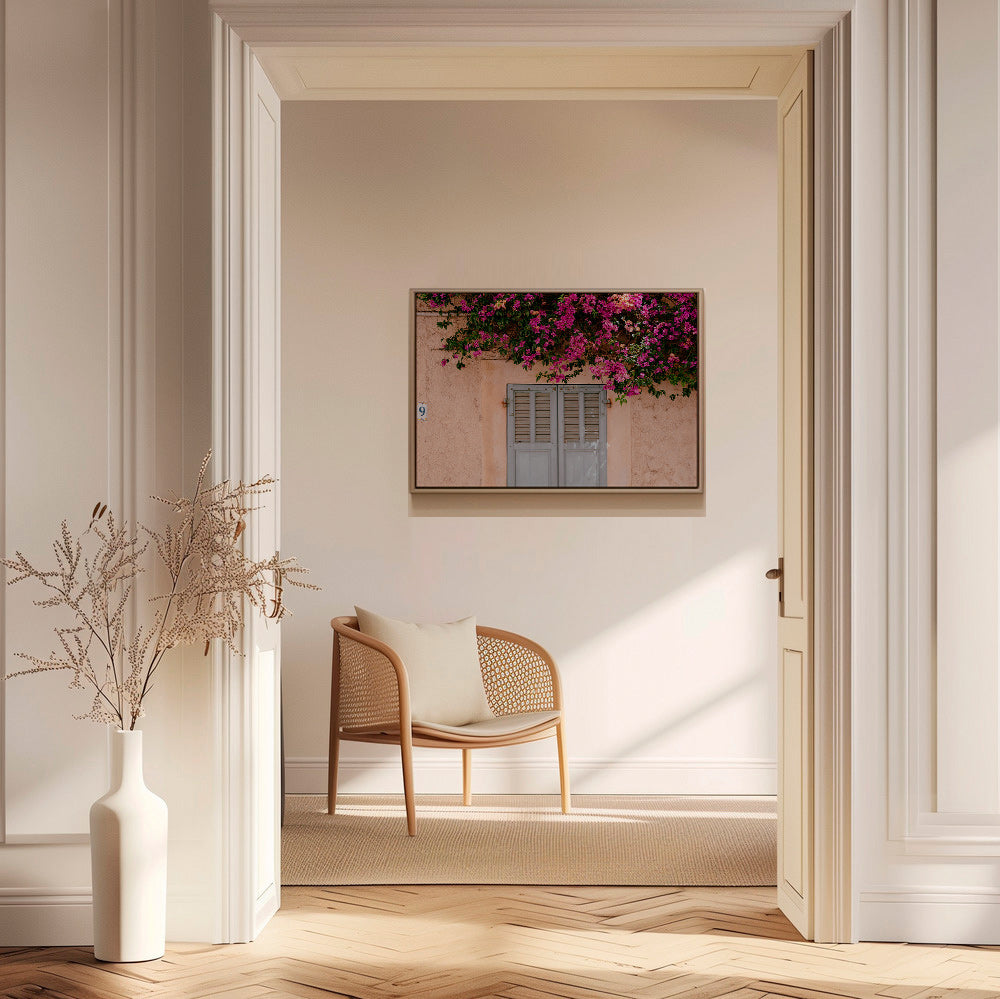 Botanisk poster: bougainvillea över gammal dörr – Canvas2