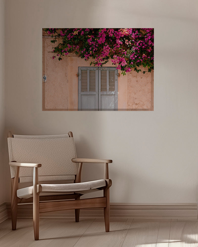 Botanisk poster: bougainvillea över gammal dörr – Canvas