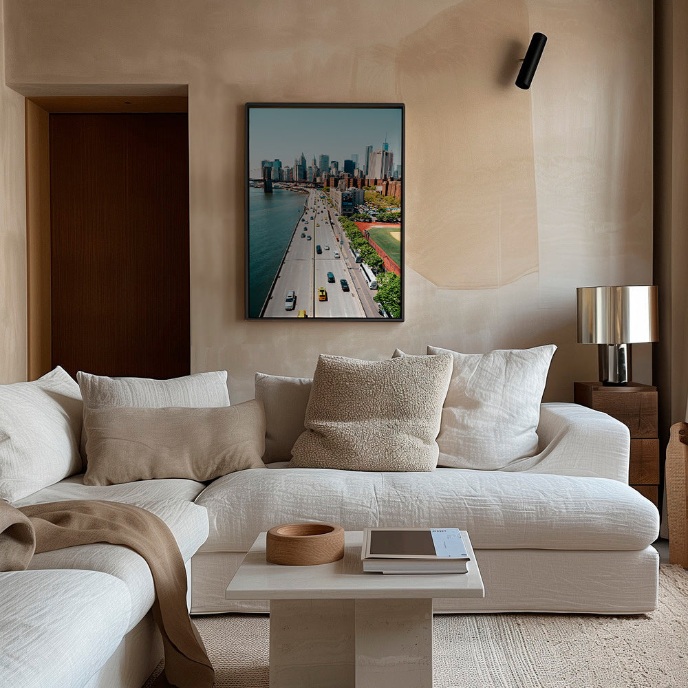 Kökskonst: skyline och bro från ovan – Canvas1