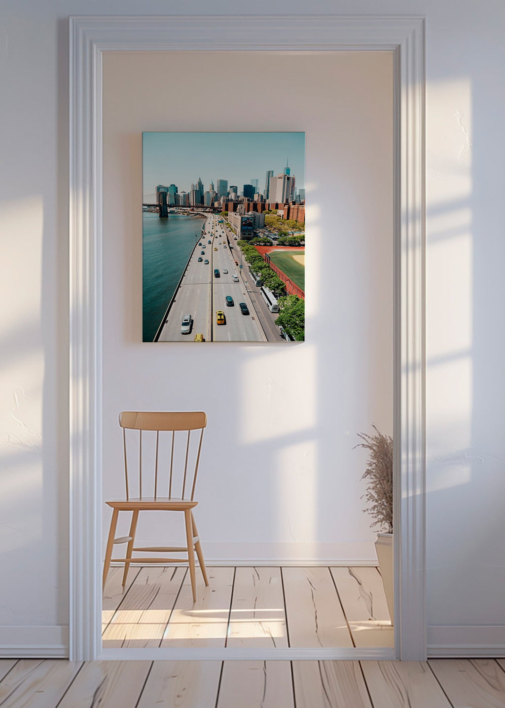 Kökskonst: skyline och bro från ovan – Canvas