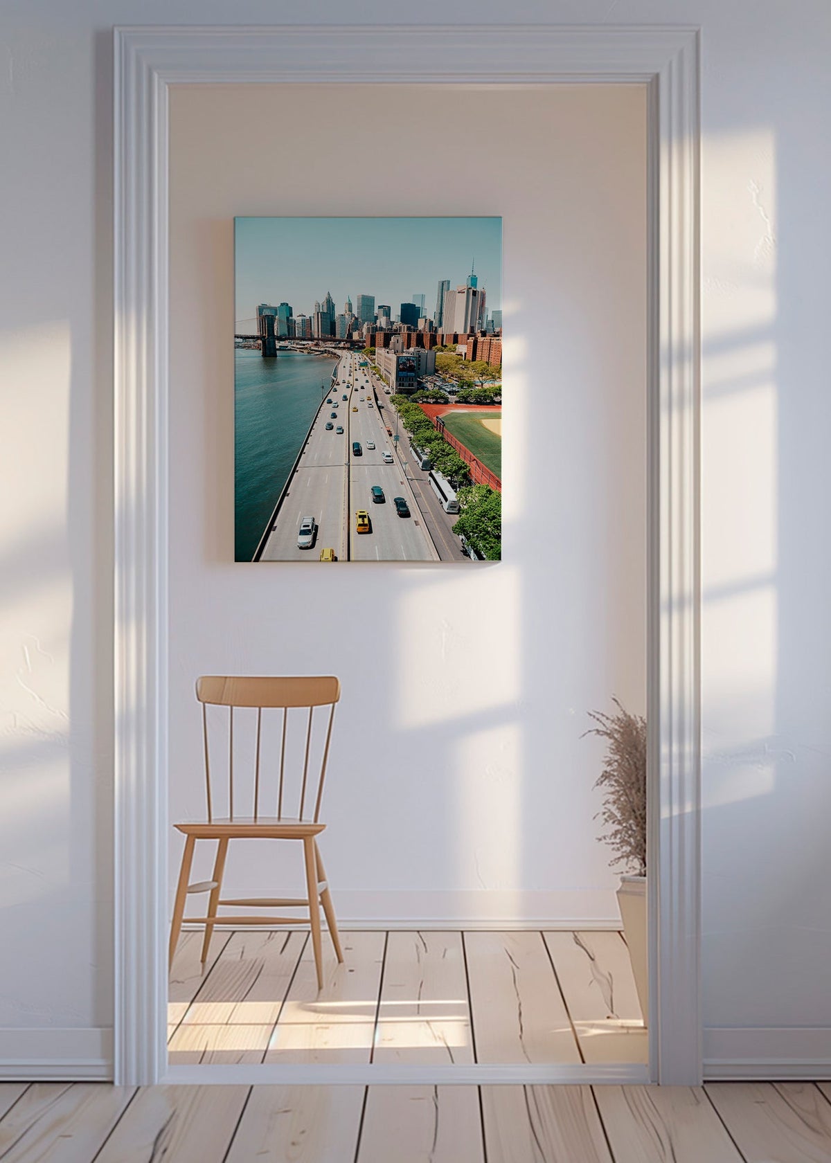 Kökskonst: skyline och bro från ovan – Canvas
