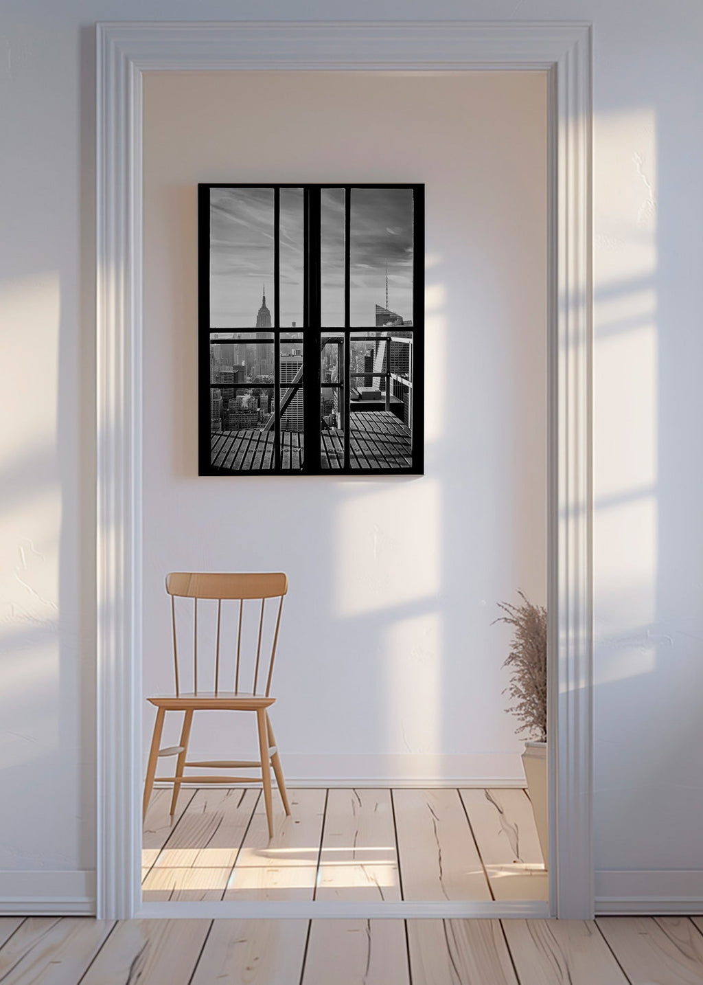 Stadstavla inramad av fönster – Canvas