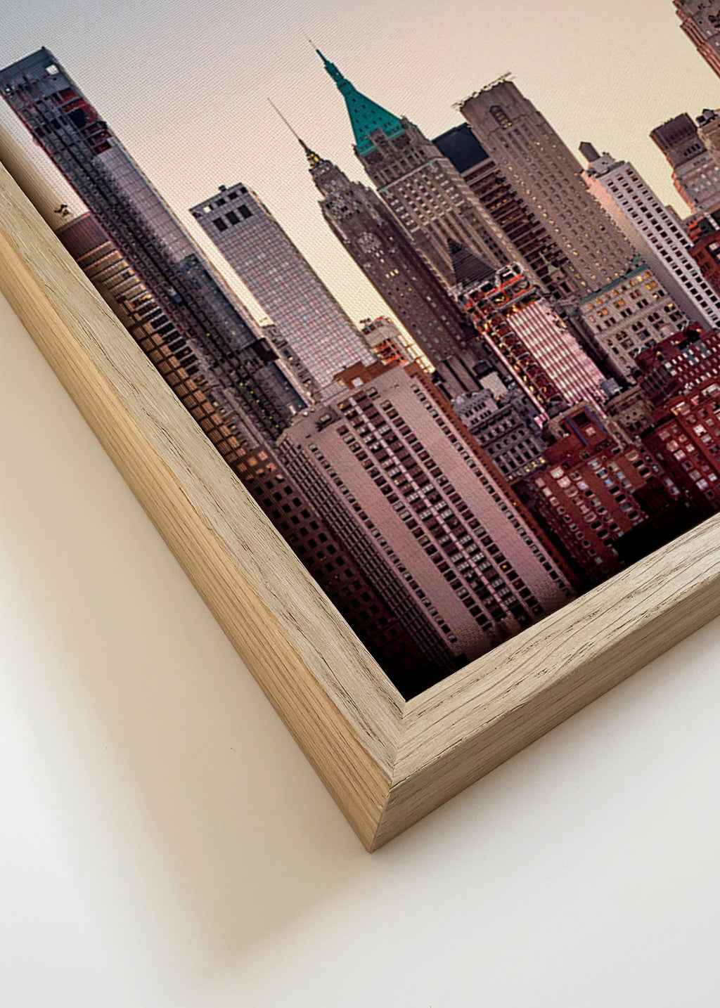 Stadsposter med skyline i skymning – Canvas detail