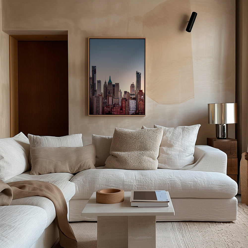 Stadsposter med skyline i skymning – Canvas1