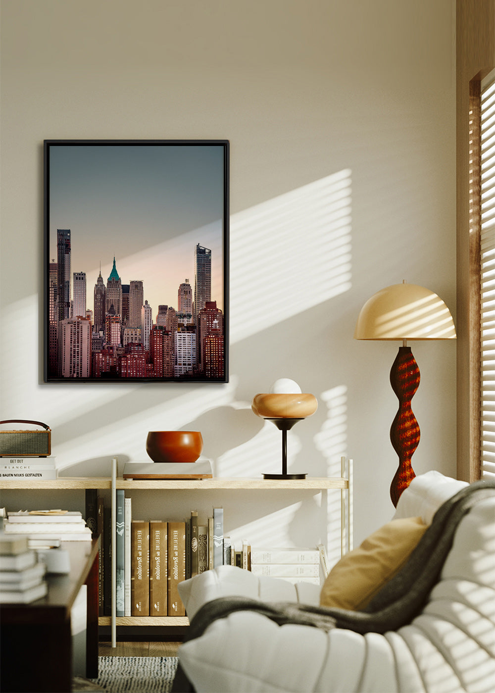 Stadsposter med skyline i skymning – Canvas2