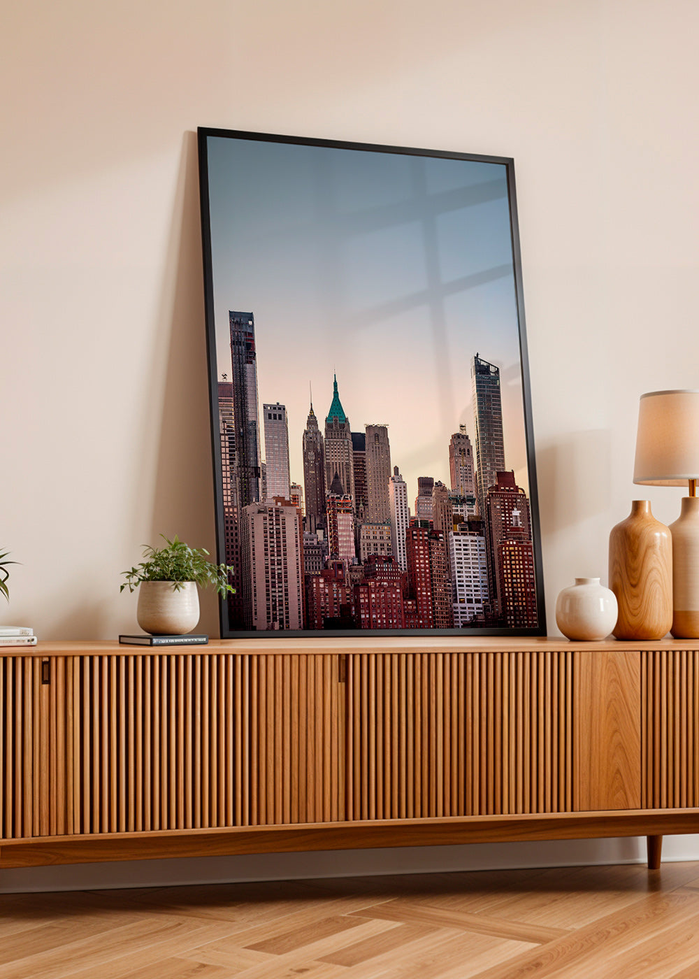 Stadsposter med skyline i skymning – Product1