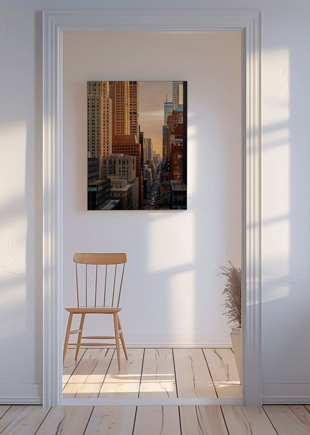 Stadsbild i morgonljus – Canvas