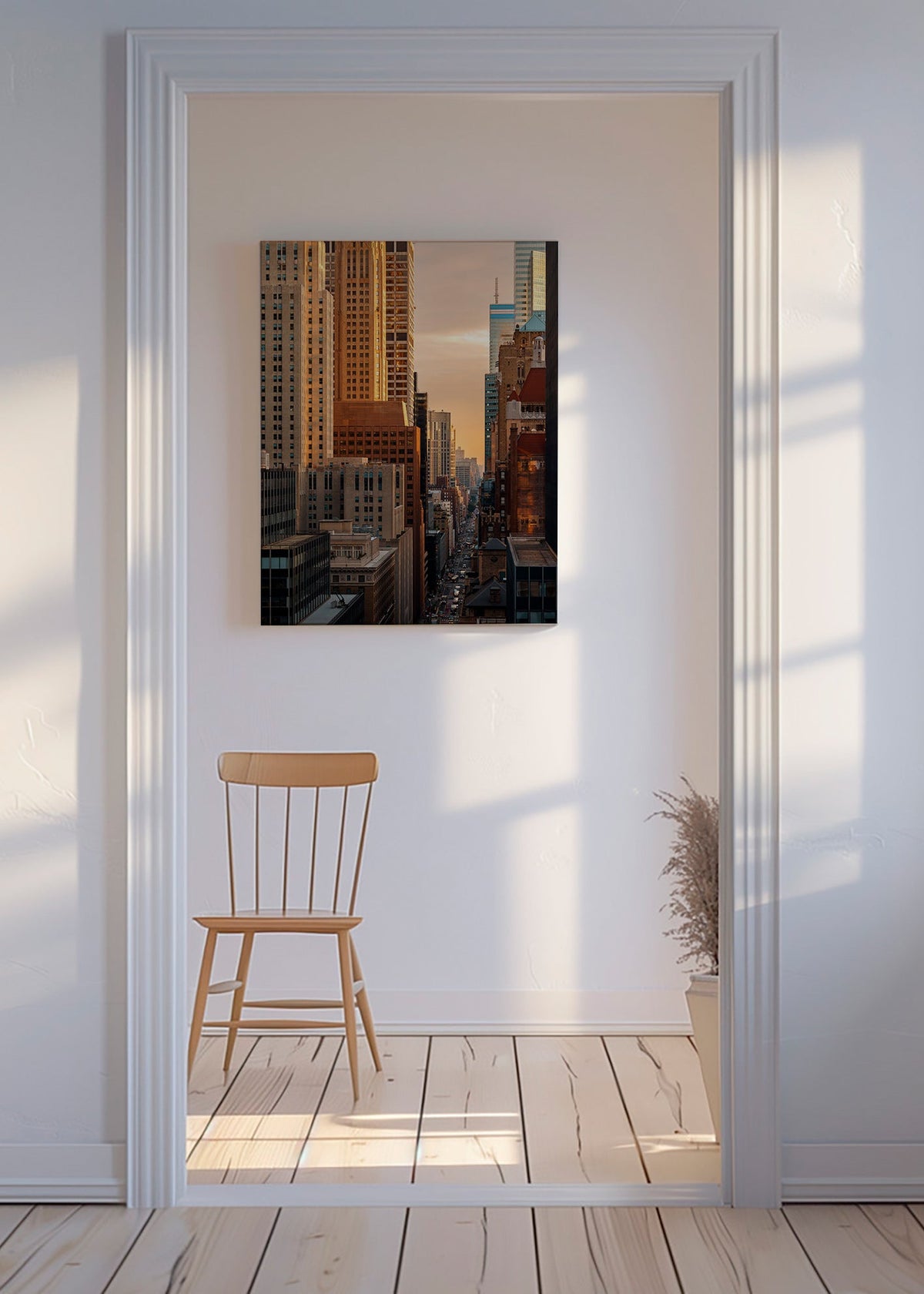 Stadsbild i morgonljus – Canvas