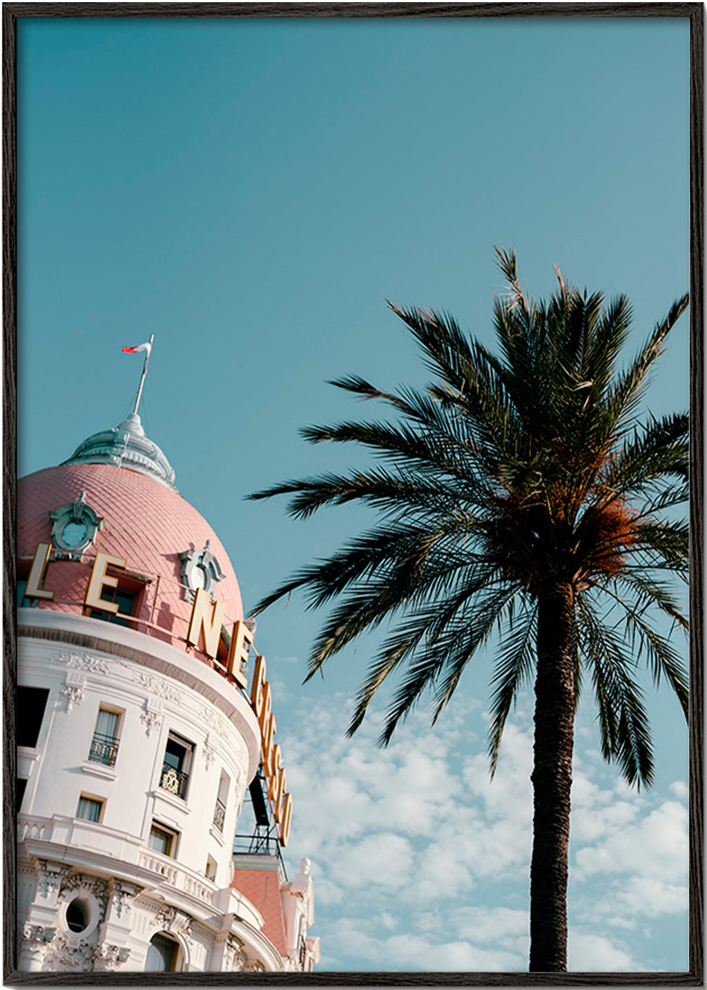 Kökskonst Riviera kupol med palm – Black Frame